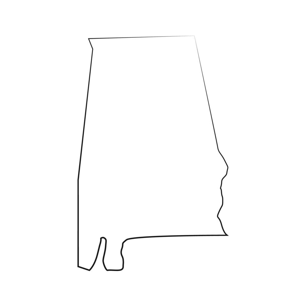 Carte de l'Alabama sur fond blanc vecteur