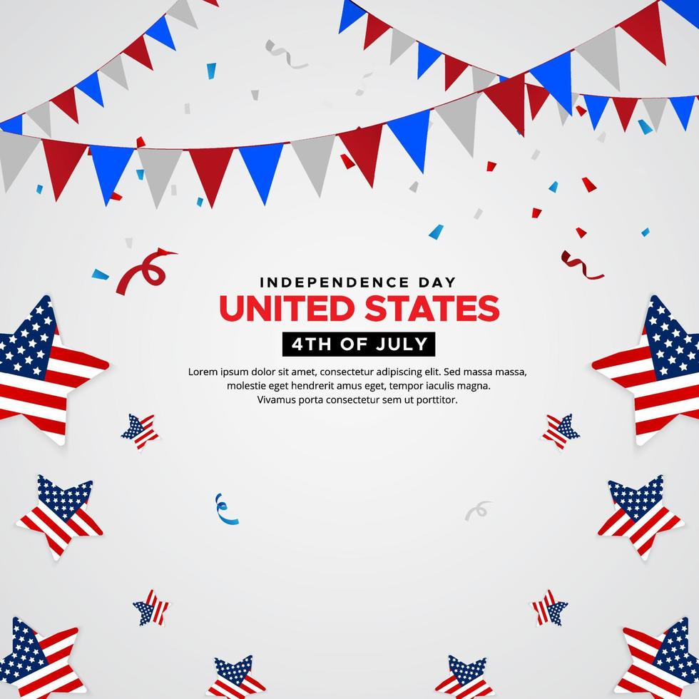 célébration de la conception de la fête de l'indépendance américaine avec vecteur de ruban, étoile, ballon et drapeau