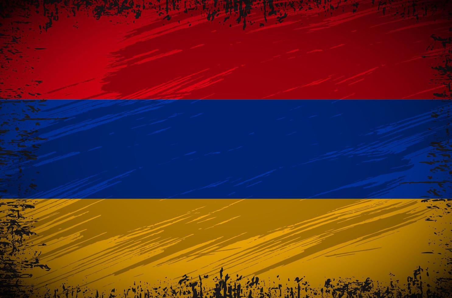 vecteur de fond de drapeau arménie ondulé avec style de trait de pinceau. illustration vectorielle du jour de l'indépendance de l'arménie.
