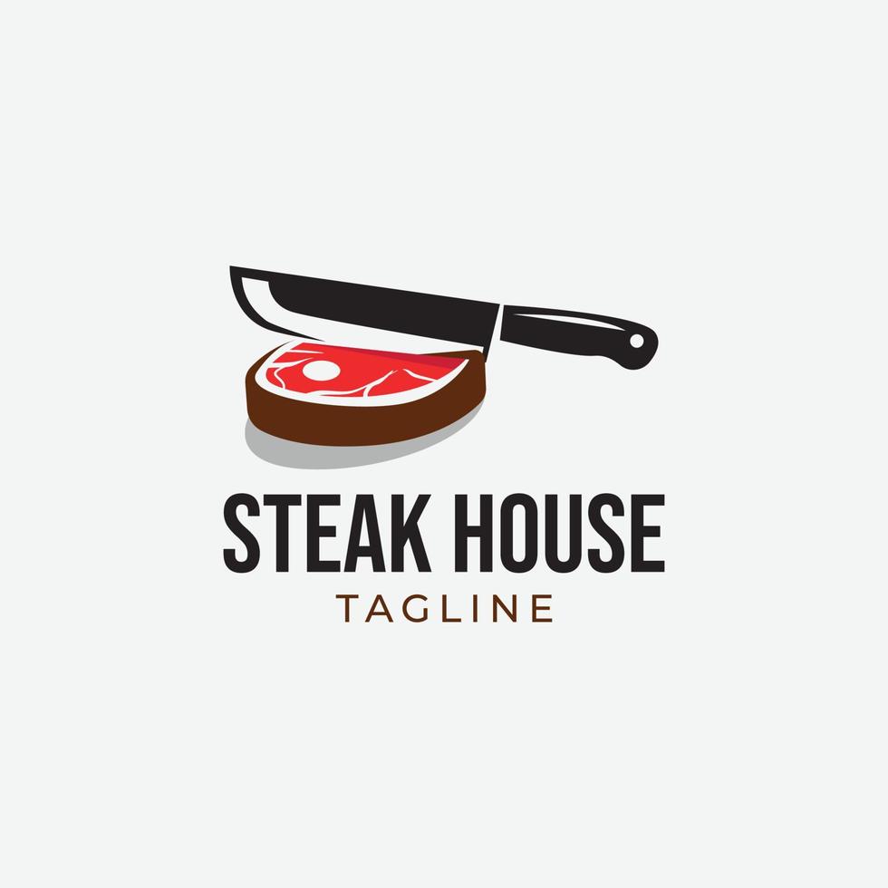 modèle de conception de logo de steak rétro vecteur