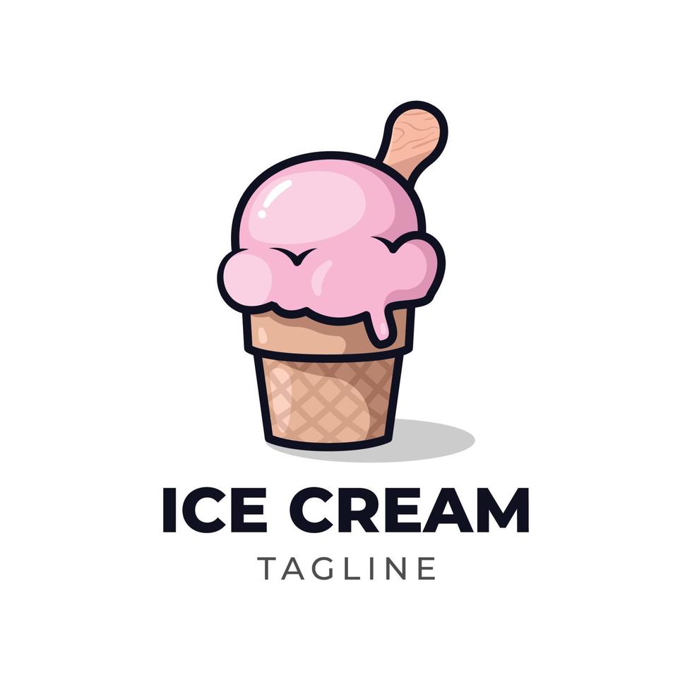 création de logo mignon de crème glacée vecteur
