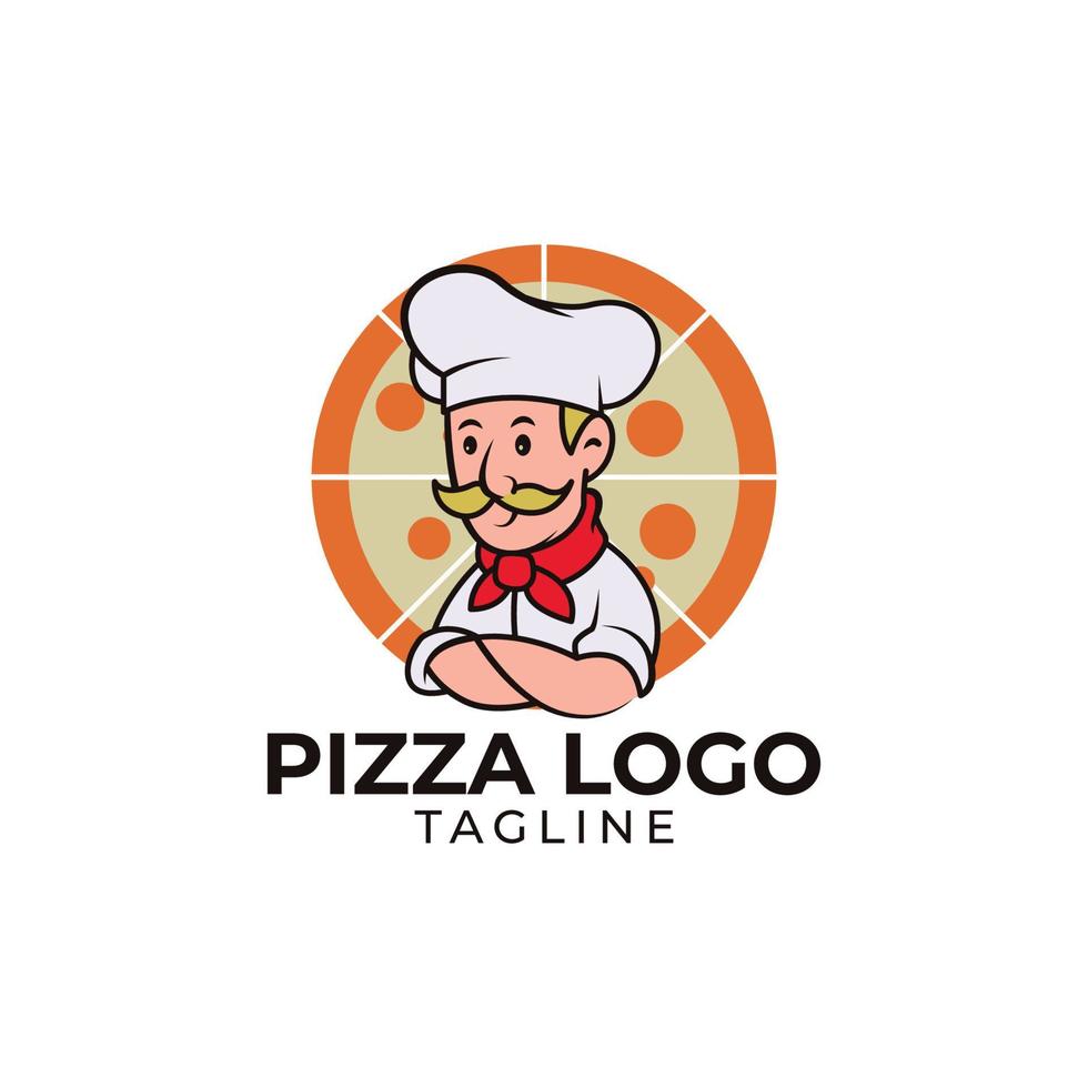 création de logo de pizza vecteur