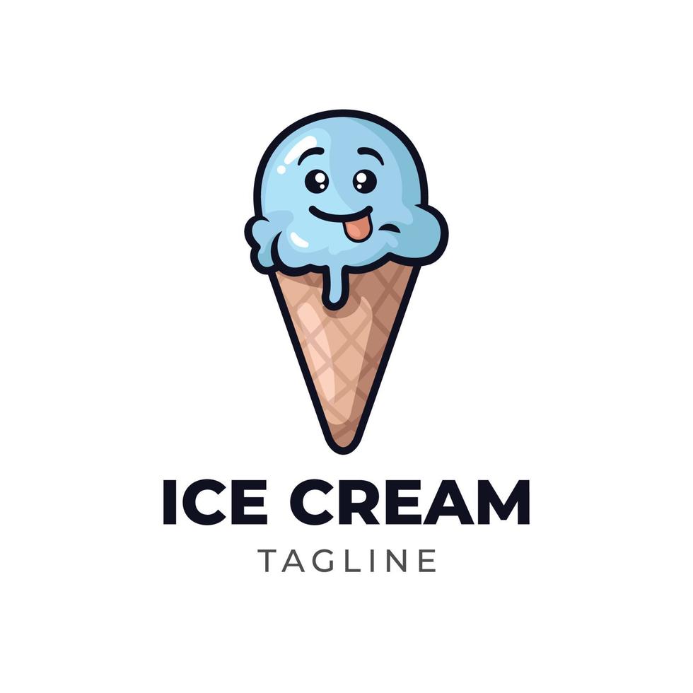 création de logo mignon de crème glacée vecteur