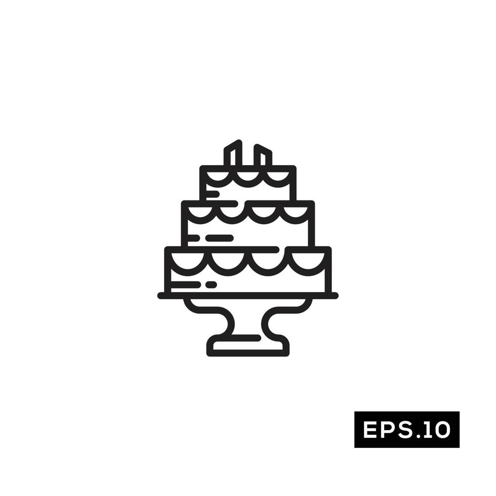 vecteur de ligne de gâteau de mariage. gâteau symbole silhouette vecteur