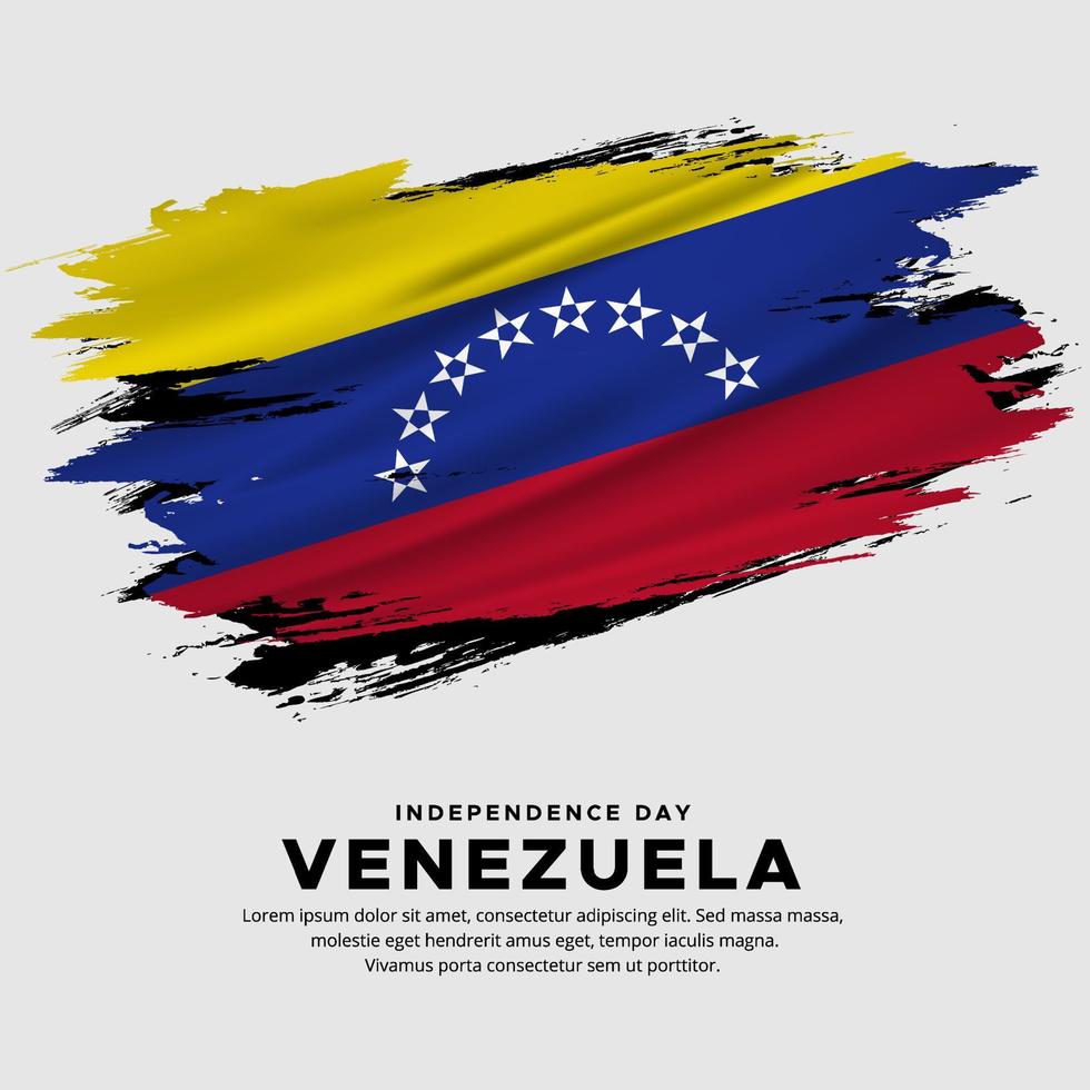 nouveau design du vecteur de la fête de l'indépendance du venezuela. drapeau du venezuela avec vecteur de brosse abstraite