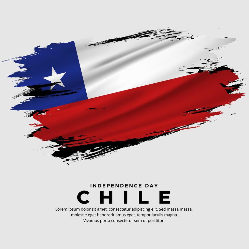 nouveau design du vecteur de la fête de l'indépendance du chili. drapeau du chili avec vecteur de brosse abstraite