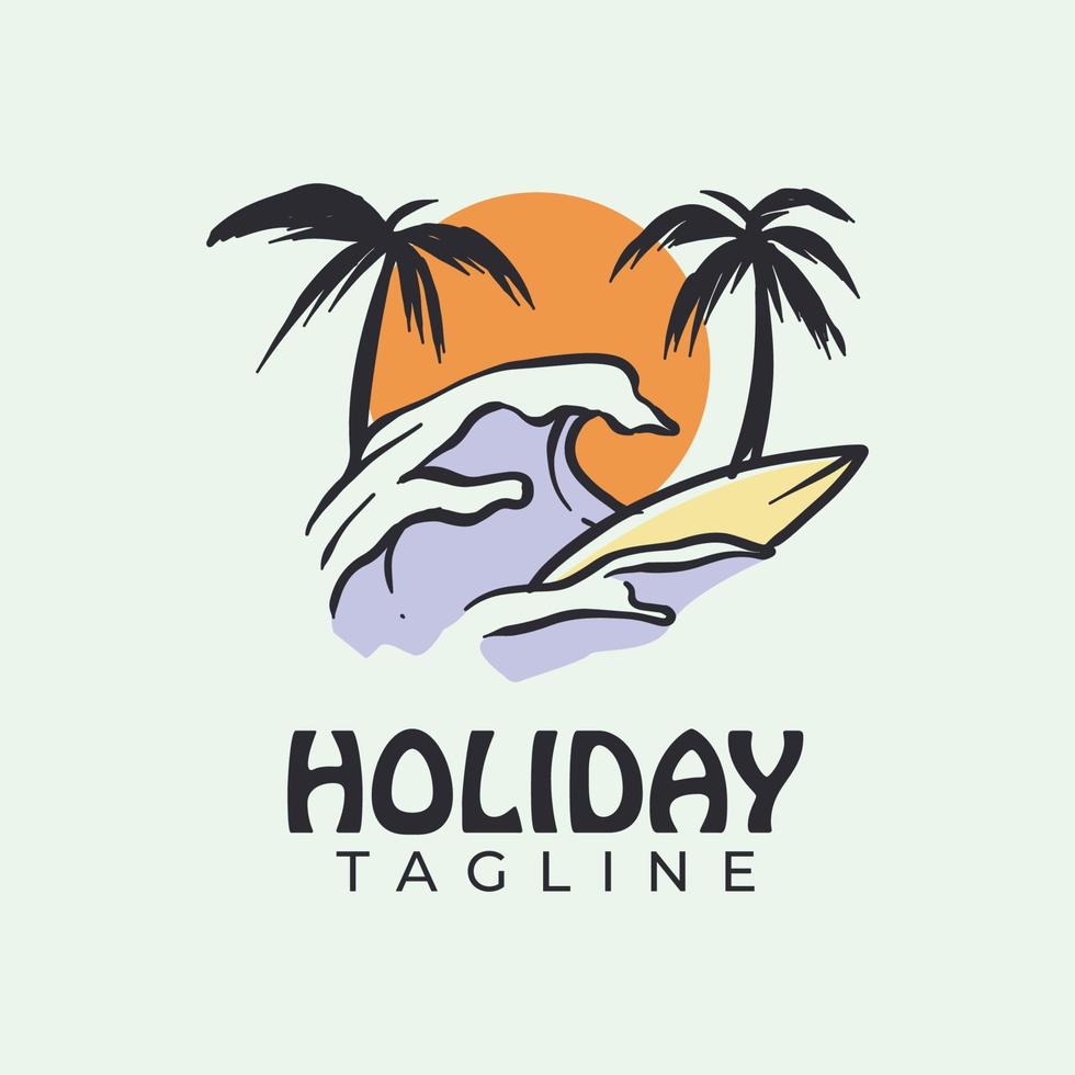 logo d'été de vacances vecteur