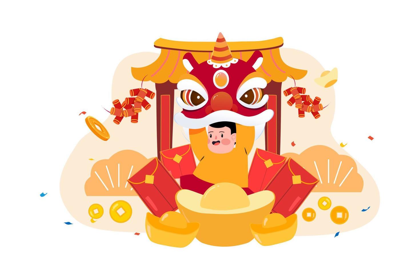 concept d'illustration du nouvel an chinois. illustration plate isolée sur fond blanc vecteur
