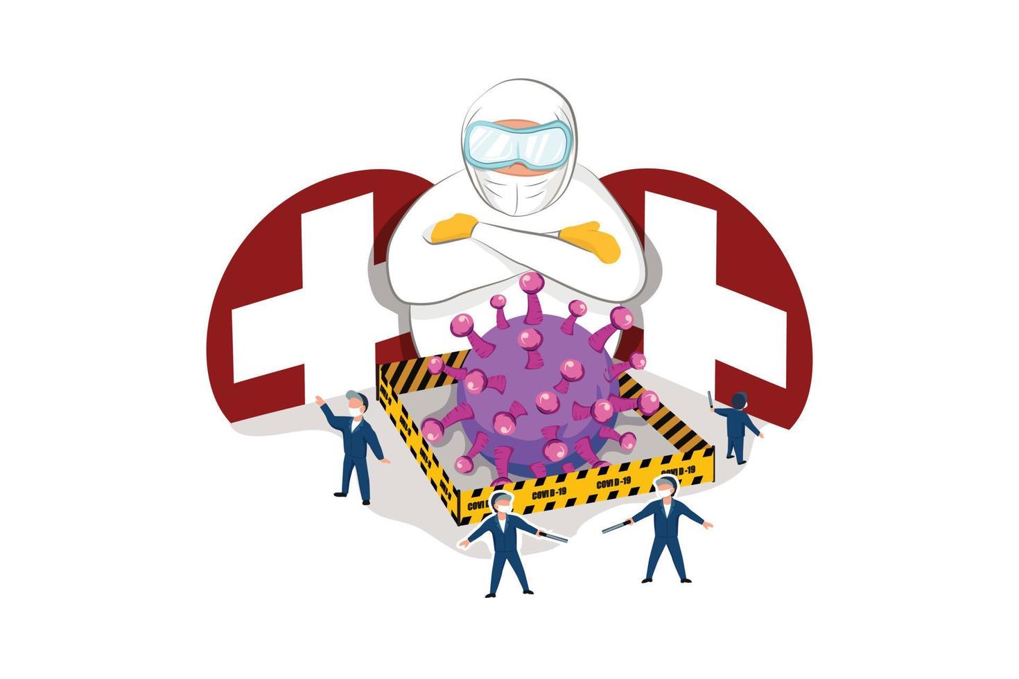 concept d'illustration plate de verrouillage du coronavirus vecteur