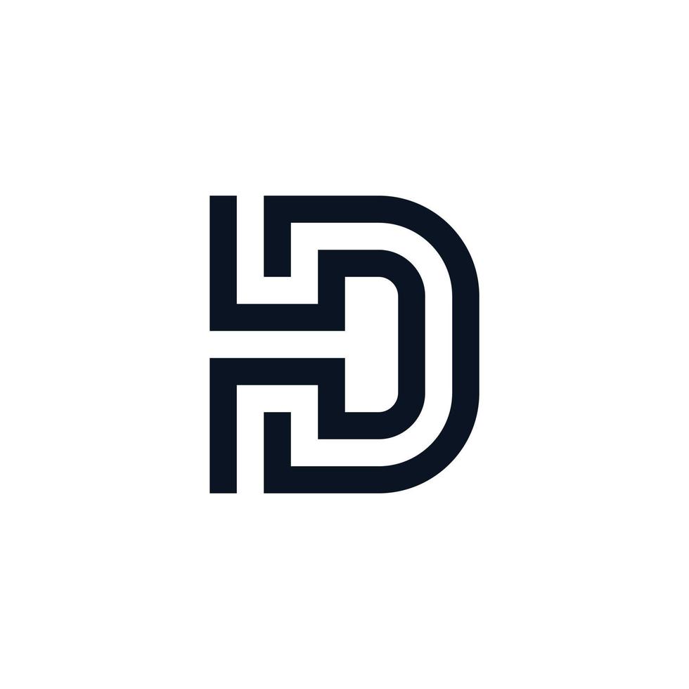 vecteur de conception de logo de lettre hd ou dh.