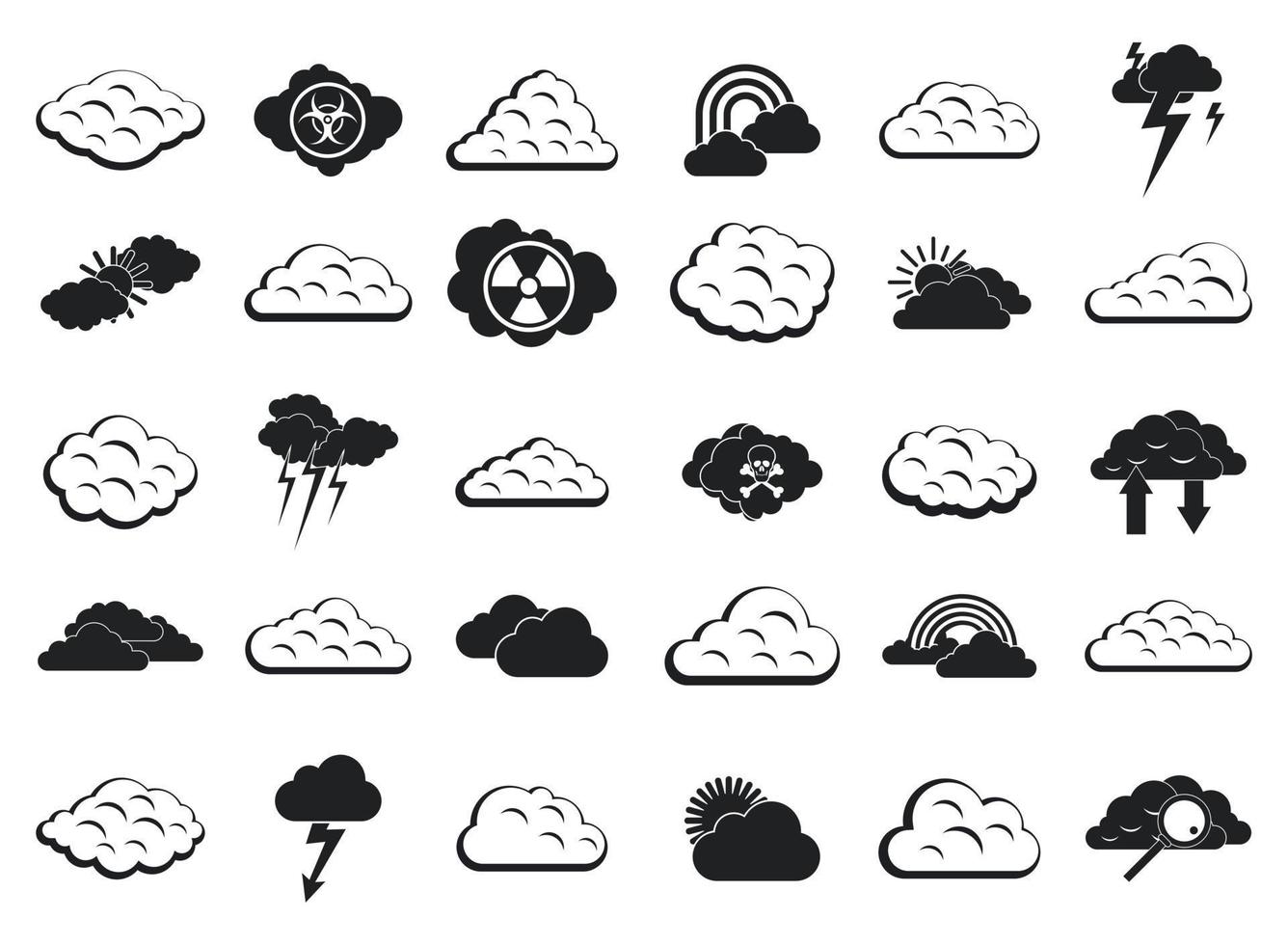 jeu d'icônes de nuage, style simple vecteur