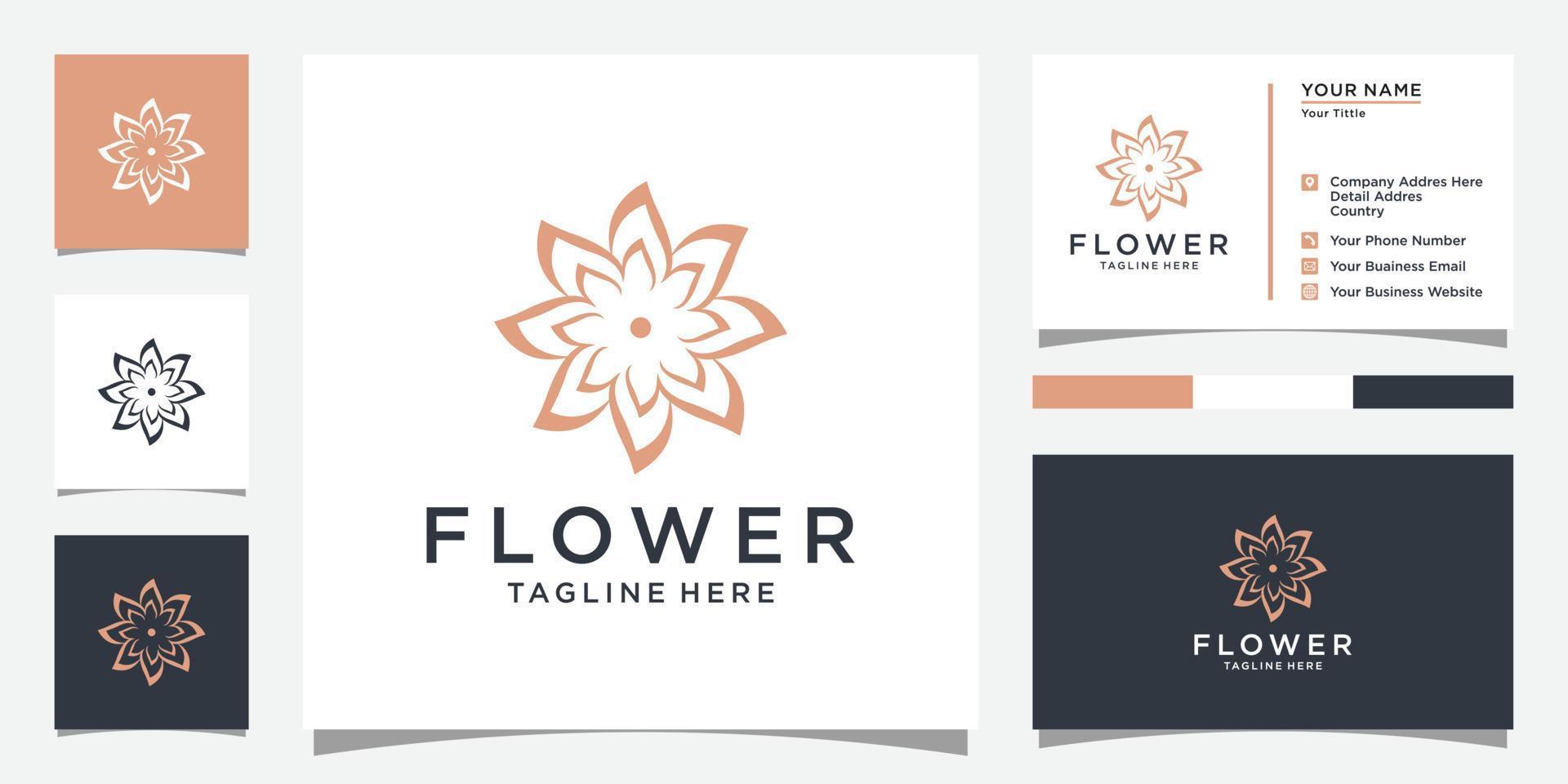 modèle de conception de vecteur de logo fleur avec conception de carte de visite.