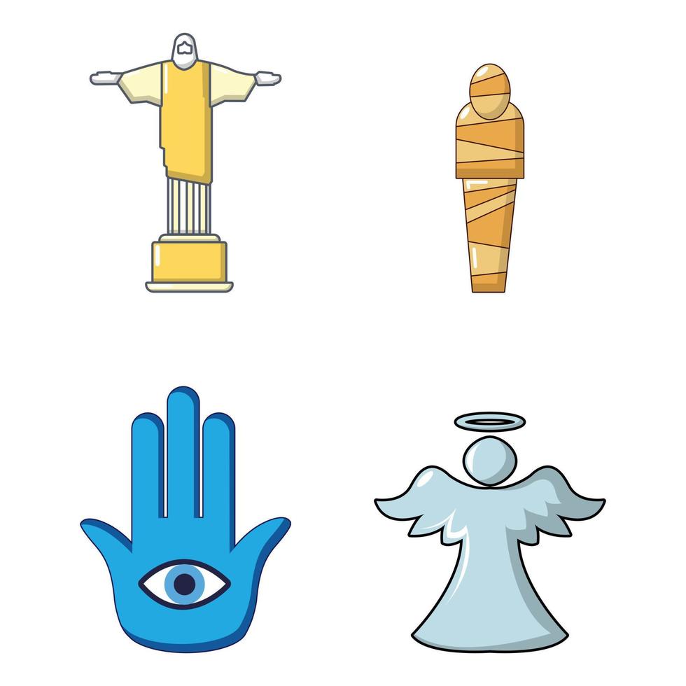 jeu d'icônes de statue, style dessin animé vecteur