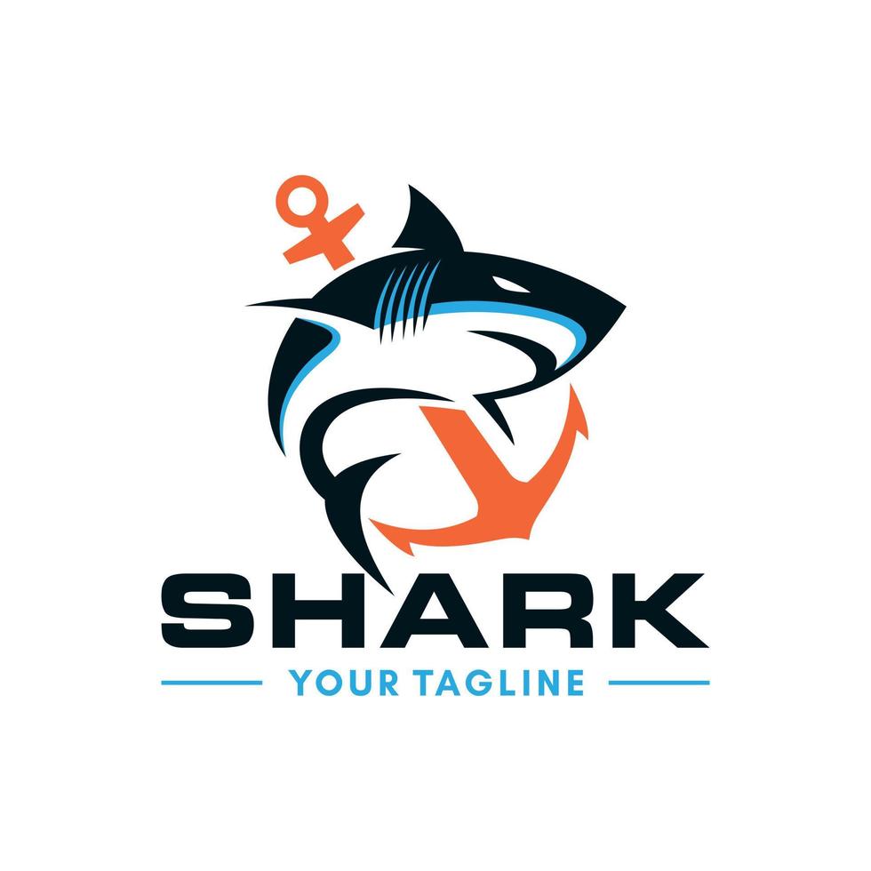 modèle de conception de logo vectoriel de mascotte de requin