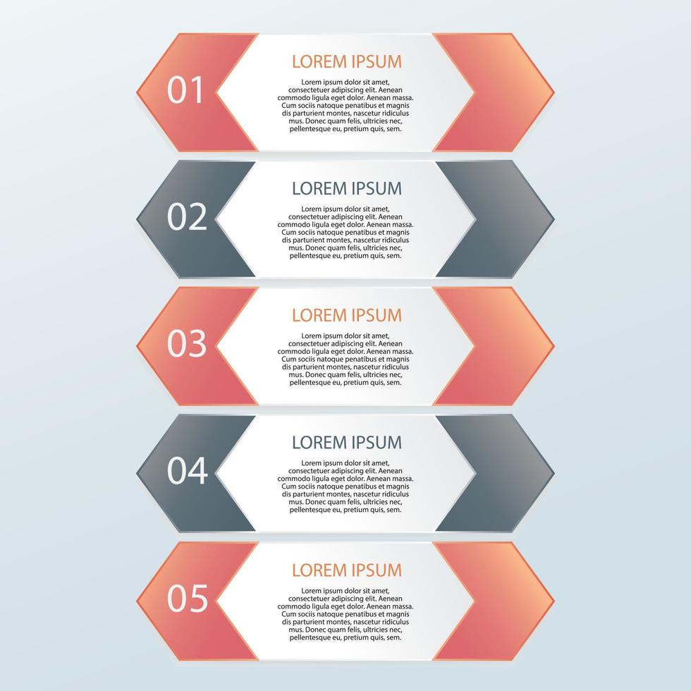 modèle d'infographie coloré cinq ensembles d'options numérotées avec des icônes de marketing de processus mise en page de présentation d'entreprise pour la conception de sites Web de bannières vecteur