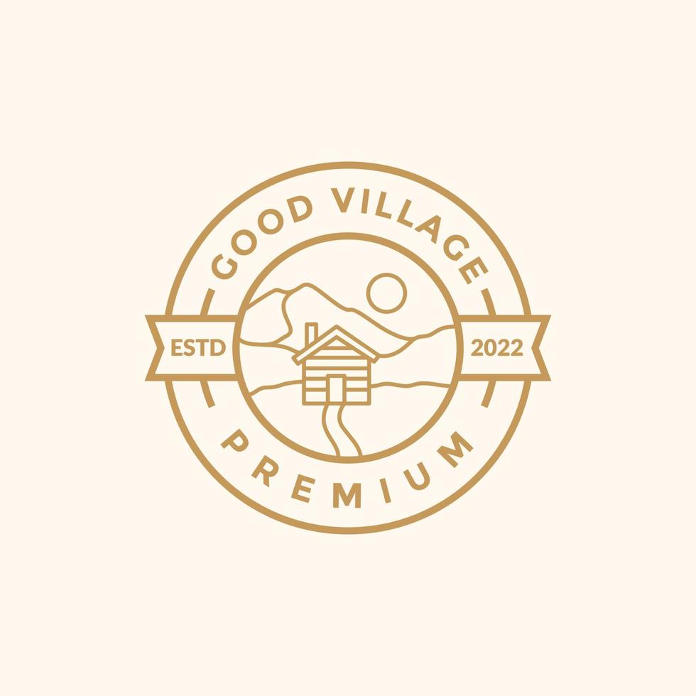 insigne de ligne avec maison bois village logo design vecteur graphique symbole icône illustration idée créative