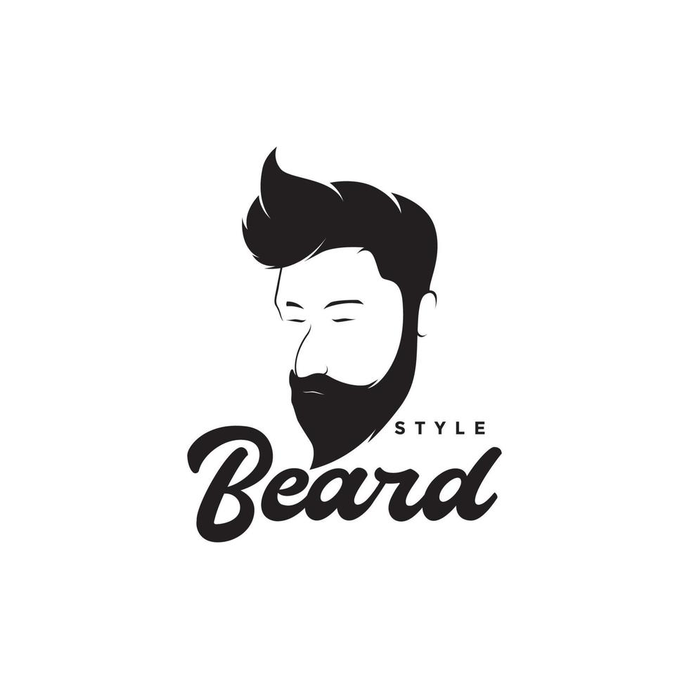 cool face homme avec barbe et coiffure logo design vecteur symbole graphique icône illustration idée créative