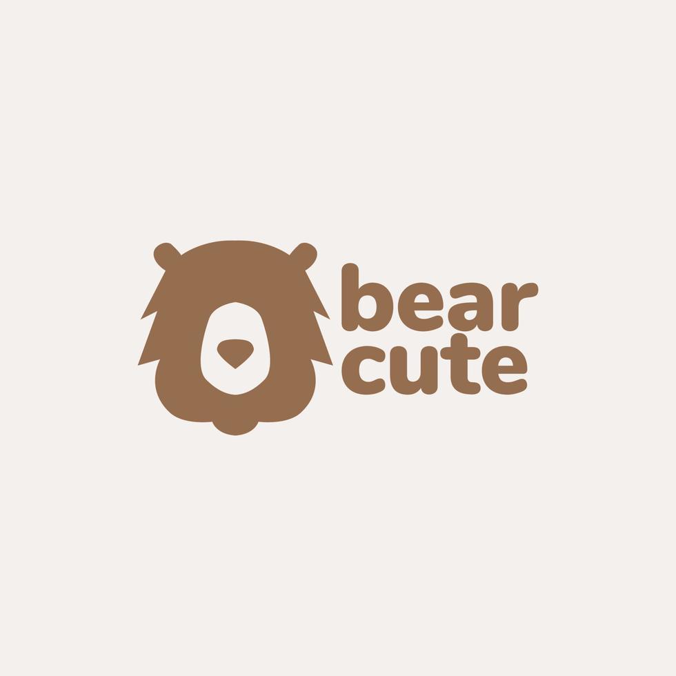 tête brun grizzly mignon plat logo design vecteur graphique symbole icône illustration idée créative