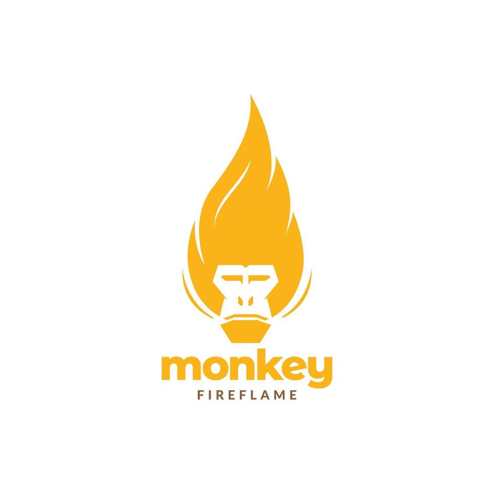 singe avec cheveux feu flamme logo design vecteur graphique symbole icône illustration idée créative