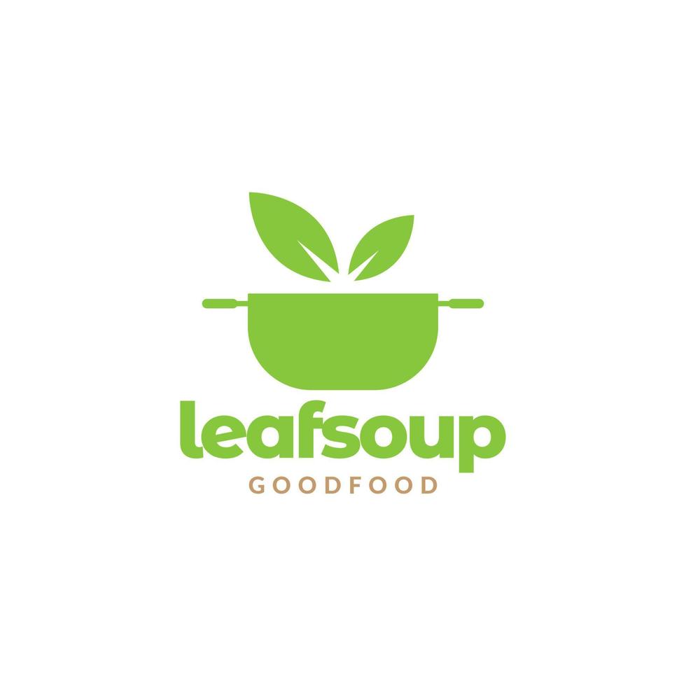 pan cuisson vert avec feuille légume logo design vecteur symbole graphique icône illustration idée créative