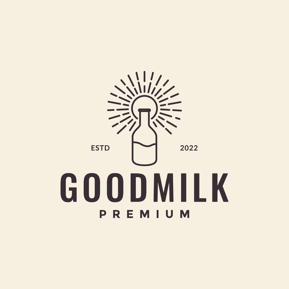 bouteille de ligne avec du lait hipster logo design vecteur symbole graphique icône illustration idée créative