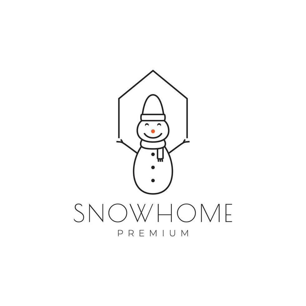 mignon bonhomme de neige avec bois maison logo design vecteur graphique symbole icône illustration idée créative