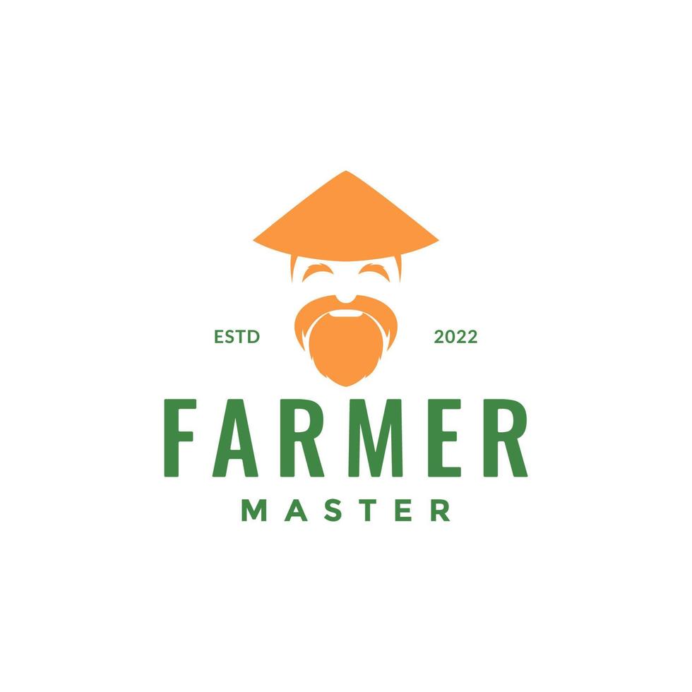 tête vieil homme agriculteur maître logo design vecteur graphique symbole icône illustration idée créative