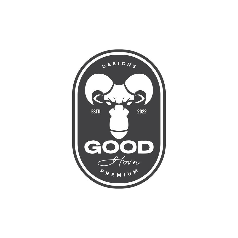 badge vintage avec conception de logo de chèvre forte vecteur symbole graphique icône illustration idée créative