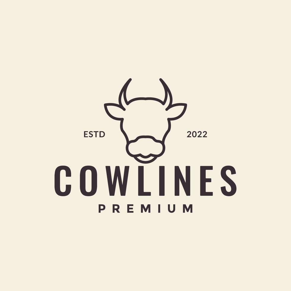 simple hipster tête vache bovins logo design vecteur graphique symbole icône illustration idée créative