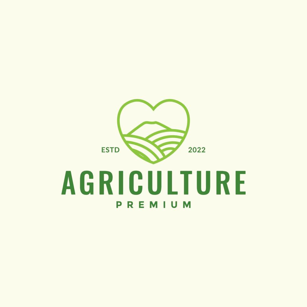 ligne amour avec agriculture agriculteur logo design vecteur graphique symbole icône illustration idée créative