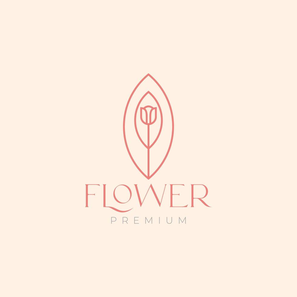 luxe féminin fleur rose ligne feuille logo design vecteur graphique symbole icône illustration idée créative
