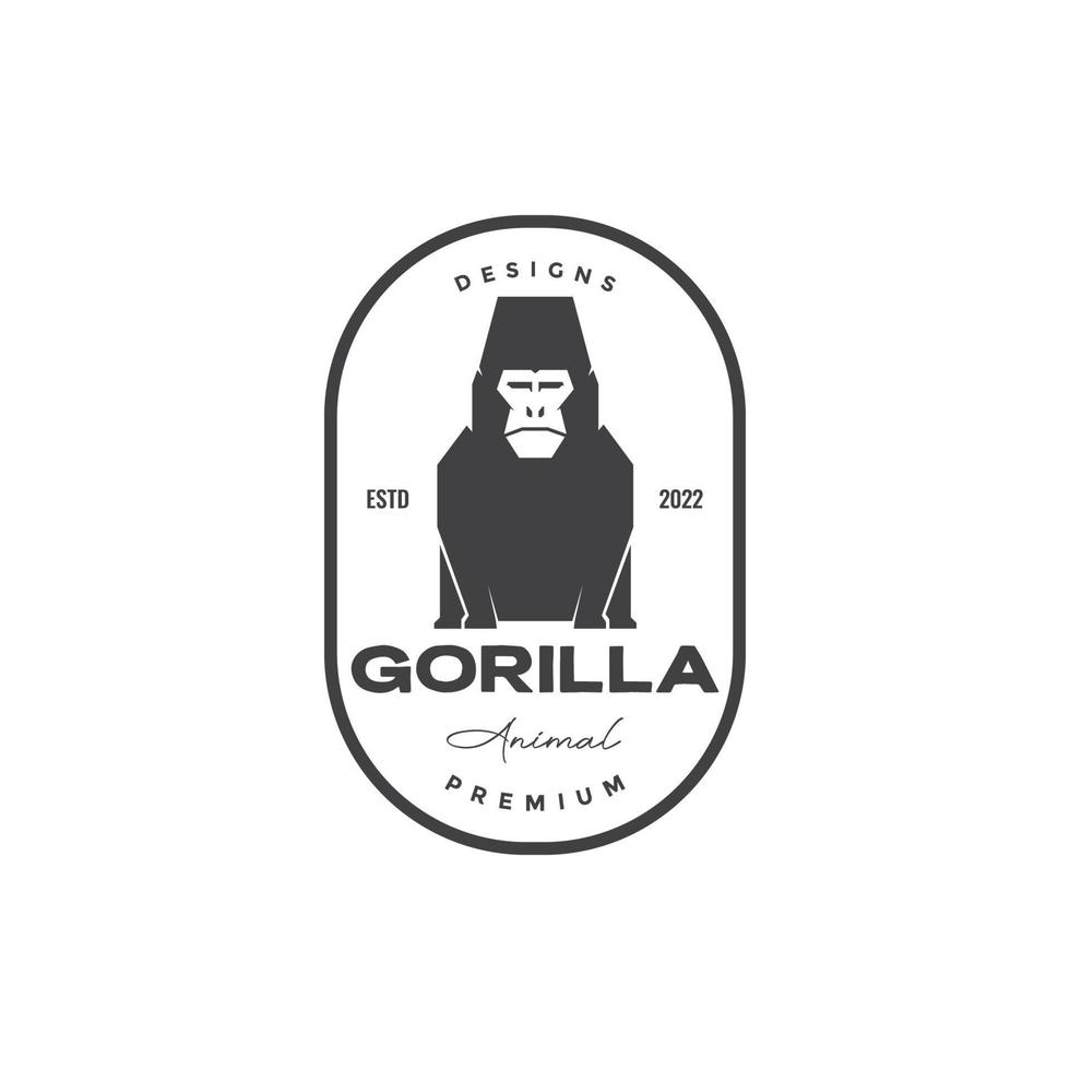 badge avec sit gorilla logo design graphique vectoriel symbole icône illustration idée créative