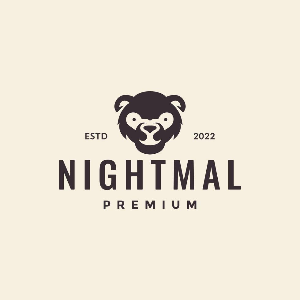 tête animal nocturne hipster logo design vecteur graphique symbole icône illustration idée créative