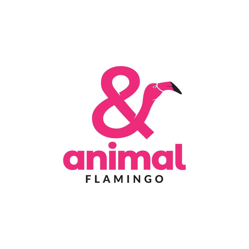 et signe avec flamingo logo design vecteur symbole graphique icône illustration idée créative