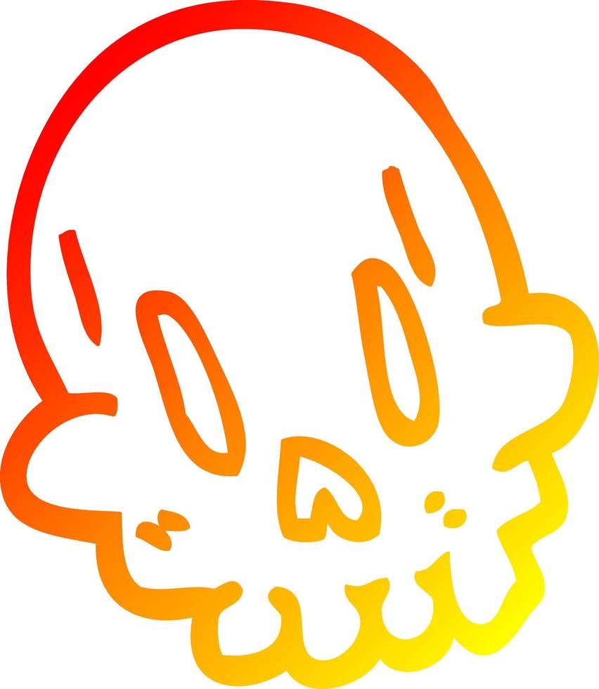 ligne de gradient chaud dessinant un crâne drôle de dessin animé vecteur