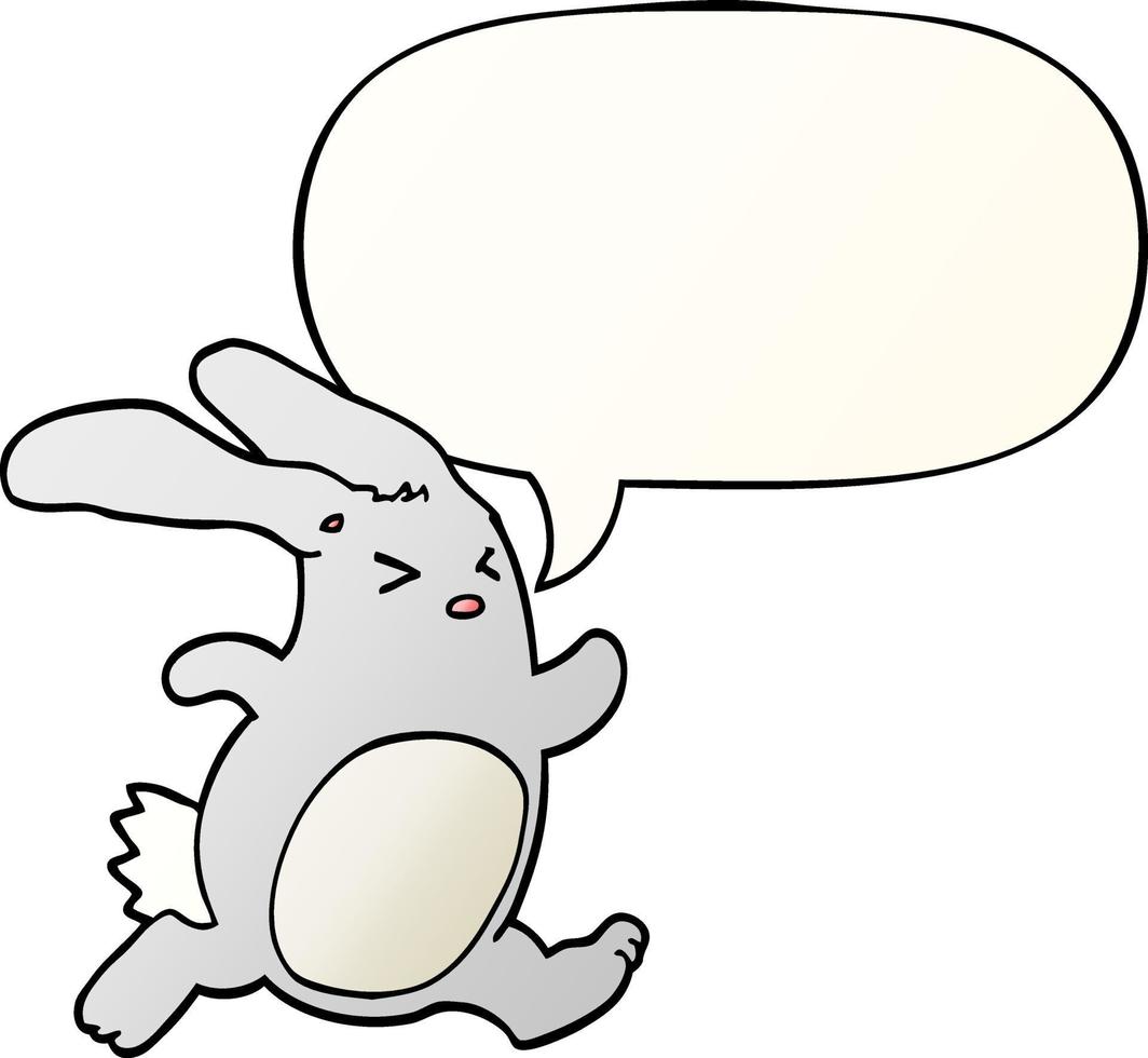 lapin de dessin animé et bulle de dialogue dans un style dégradé lisse vecteur