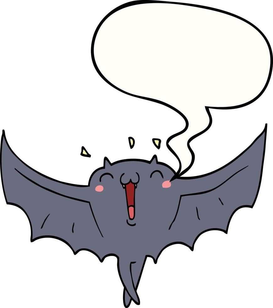 dessin animé heureux chauve-souris vampire et bulle de dialogue vecteur