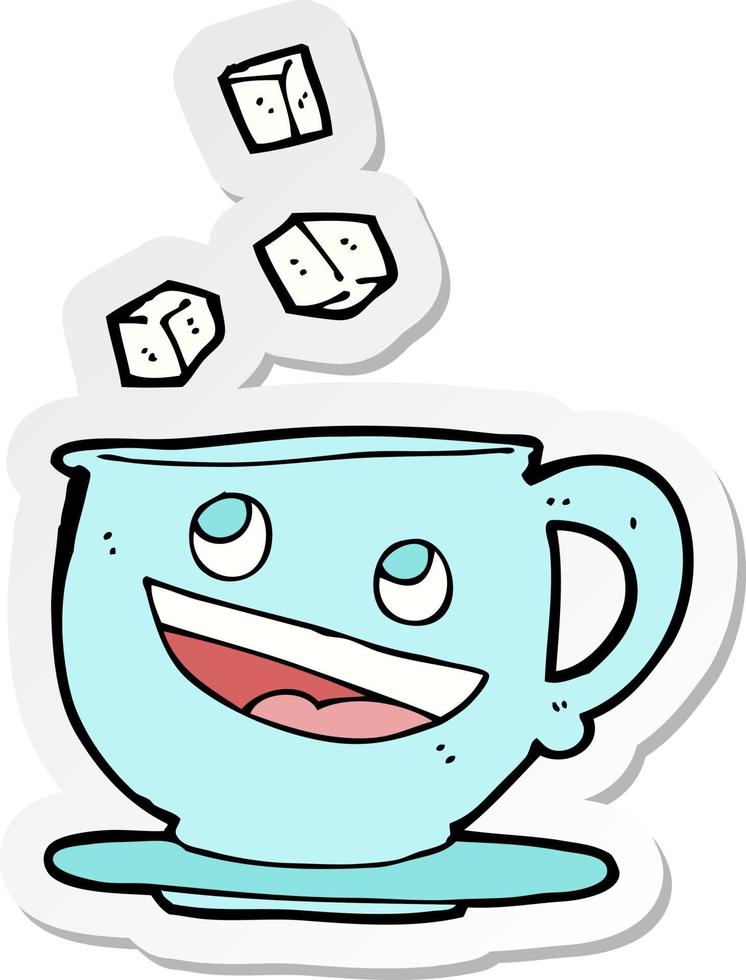autocollant d'une tasse de thé de dessin animé vecteur