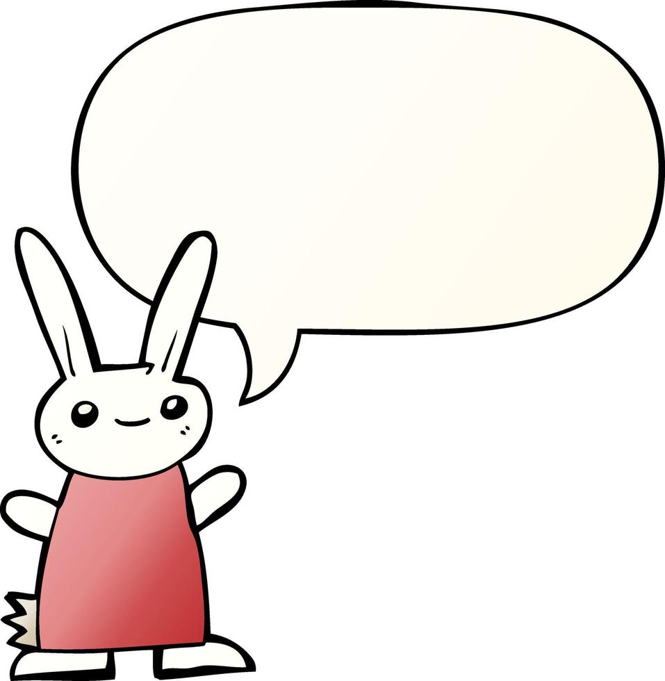 lapin de dessin animé mignon et bulle de dialogue dans un style de dégradé lisse vecteur