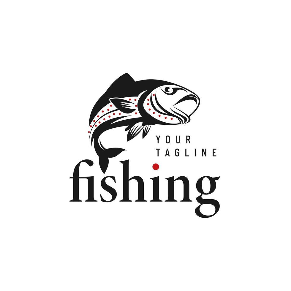 poisson saumon, création de logo de pêche modèle de logo de pêche sportive logo de conception de poisson de pêche vecteur