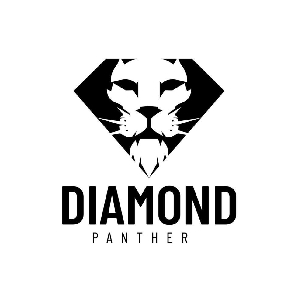 illustration vectorielle de conception de logo de symbole de lion à face de diamant vecteur