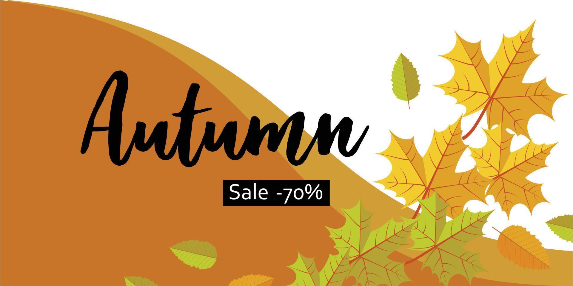 automne grande vente bannière horizontale, style plat vecteur