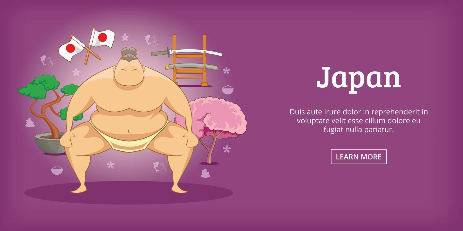 bannière japonaise sumo horizontal, style cartoon vecteur