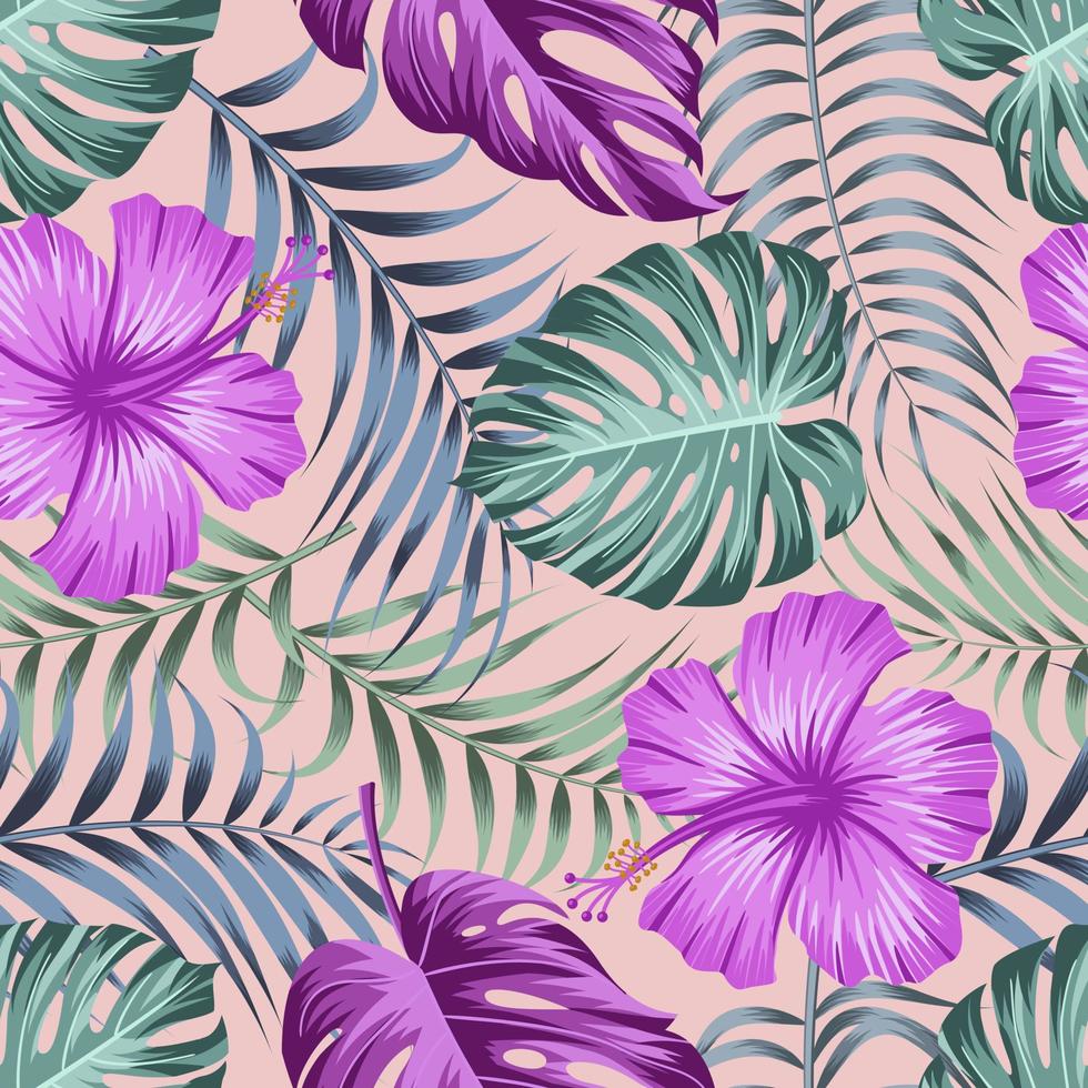 motif floral sans couture avec des feuilles. fond tropical vecteur