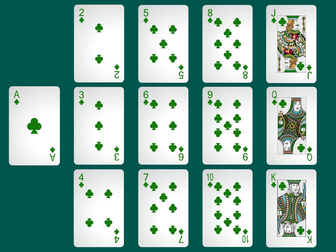vecteur cartes de poker clubs nuances pont pour la conception graphique cartes de sport jeux de cartes jeux de hasard