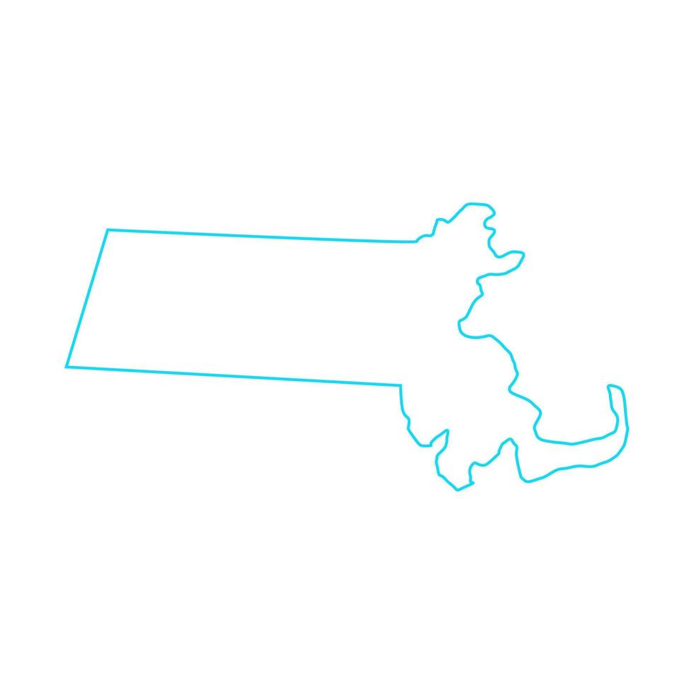 carte du massachusetts sur fond blanc vecteur