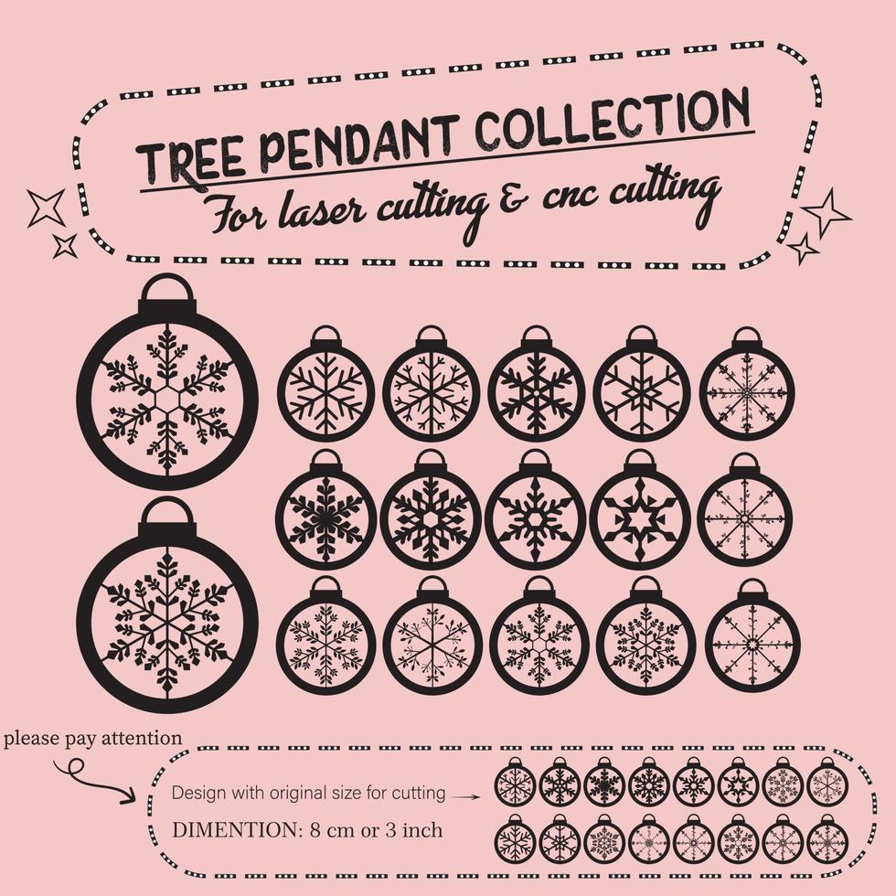 collection de pendentifs d'arbres pour la découpe au laser vecteur