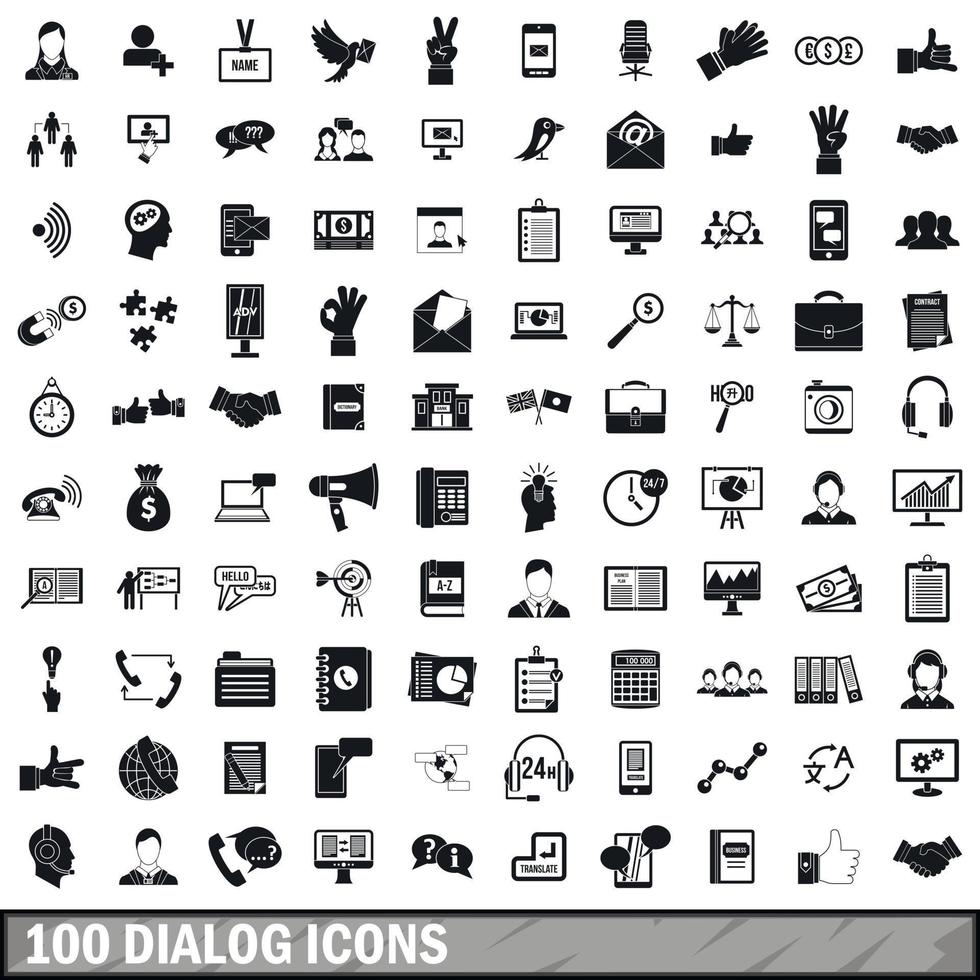 Ensemble de 100 icônes de dialogue, style simple vecteur