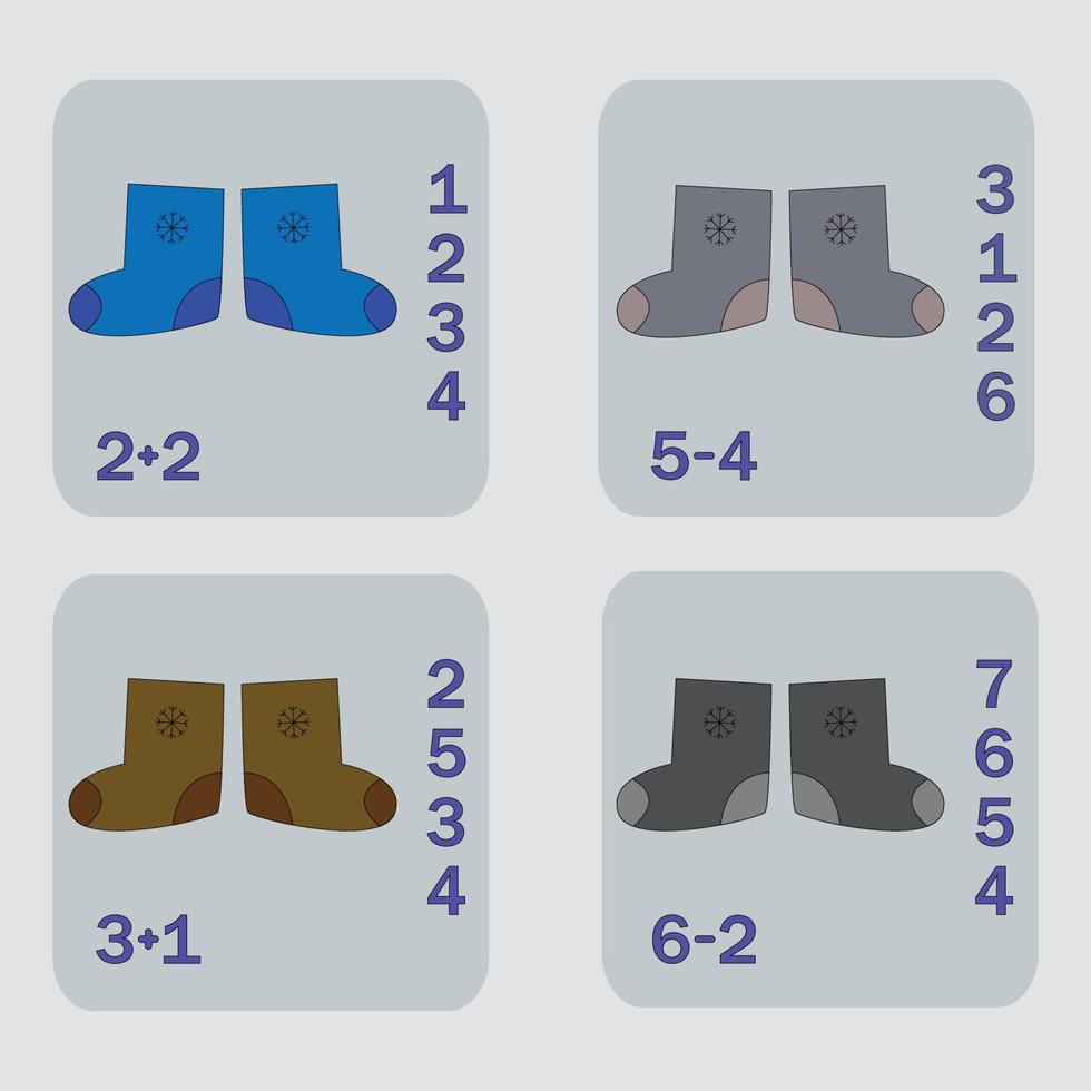 conception de vecteur de feuille de calcul, tâche pour calculer la réponse et se connecter au bon numéro. jeu de logique pour les enfants.