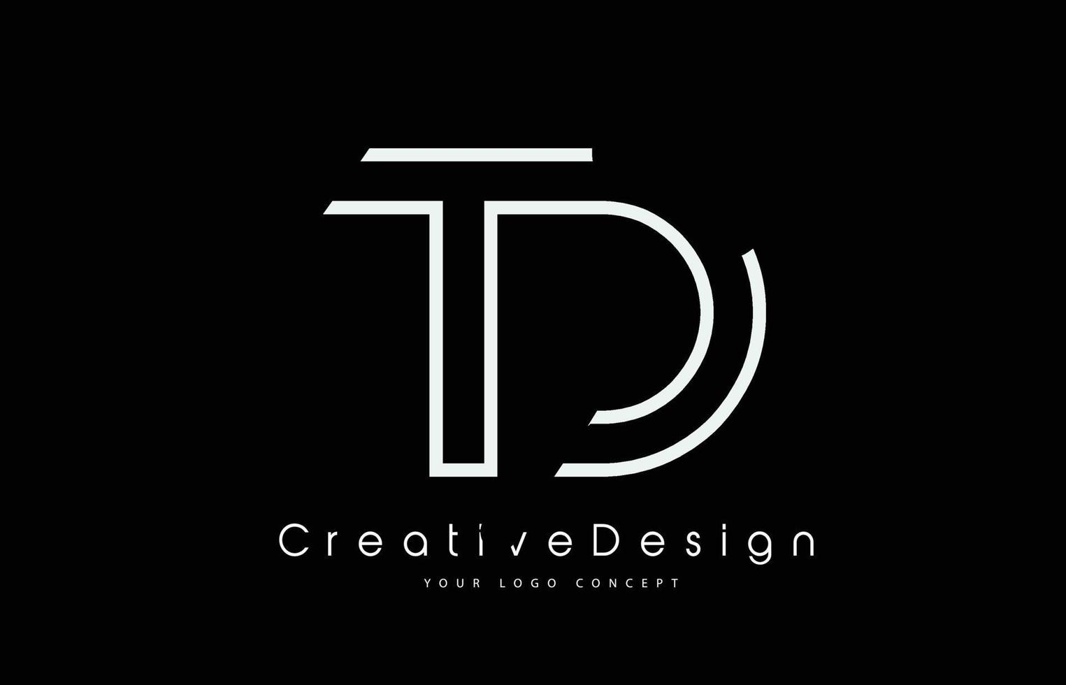 création de logo de lettre td td en couleurs blanches. vecteur